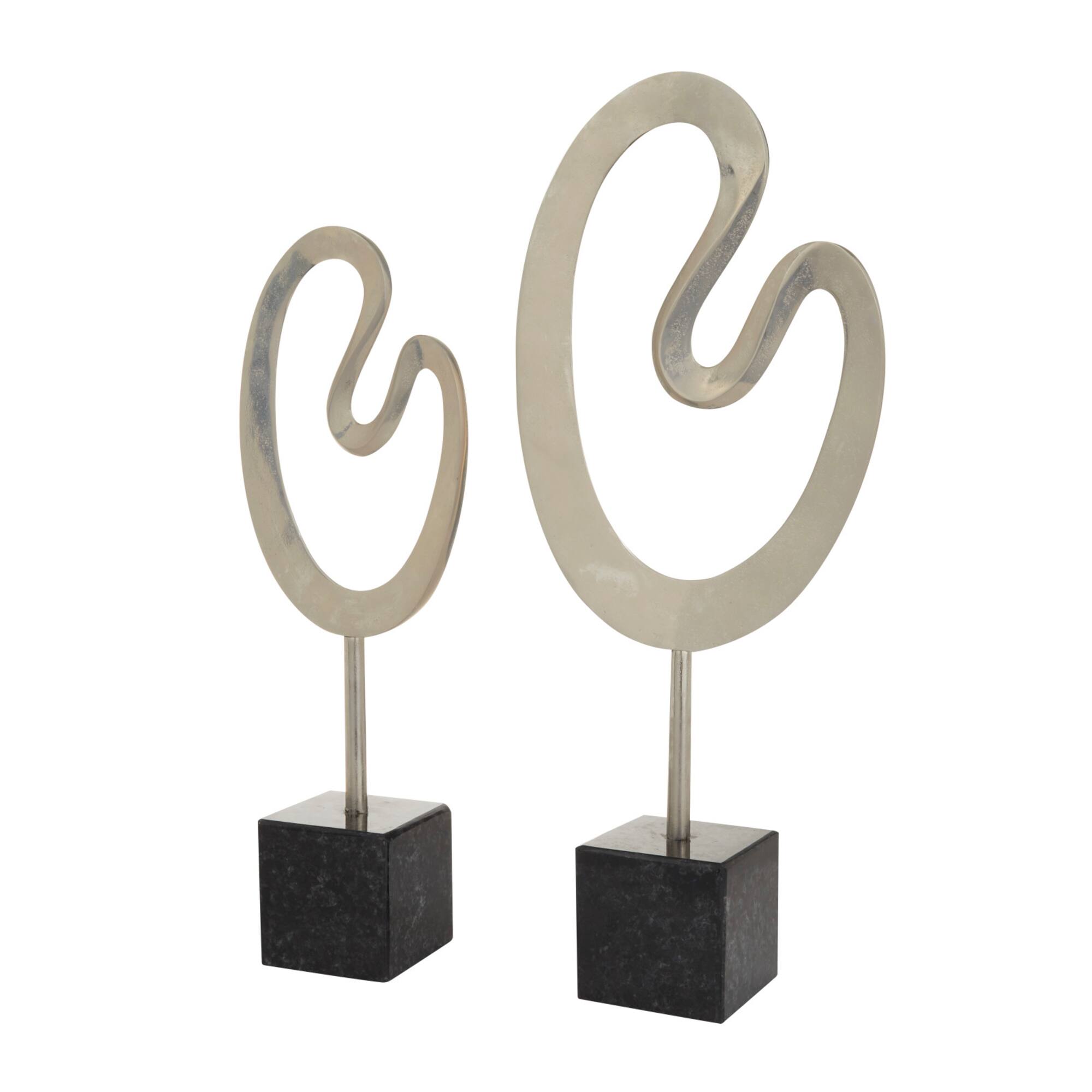 CosmoLiving by Cosmopolitan Silver Marble Contemporary Sculpture, 24" x 21"